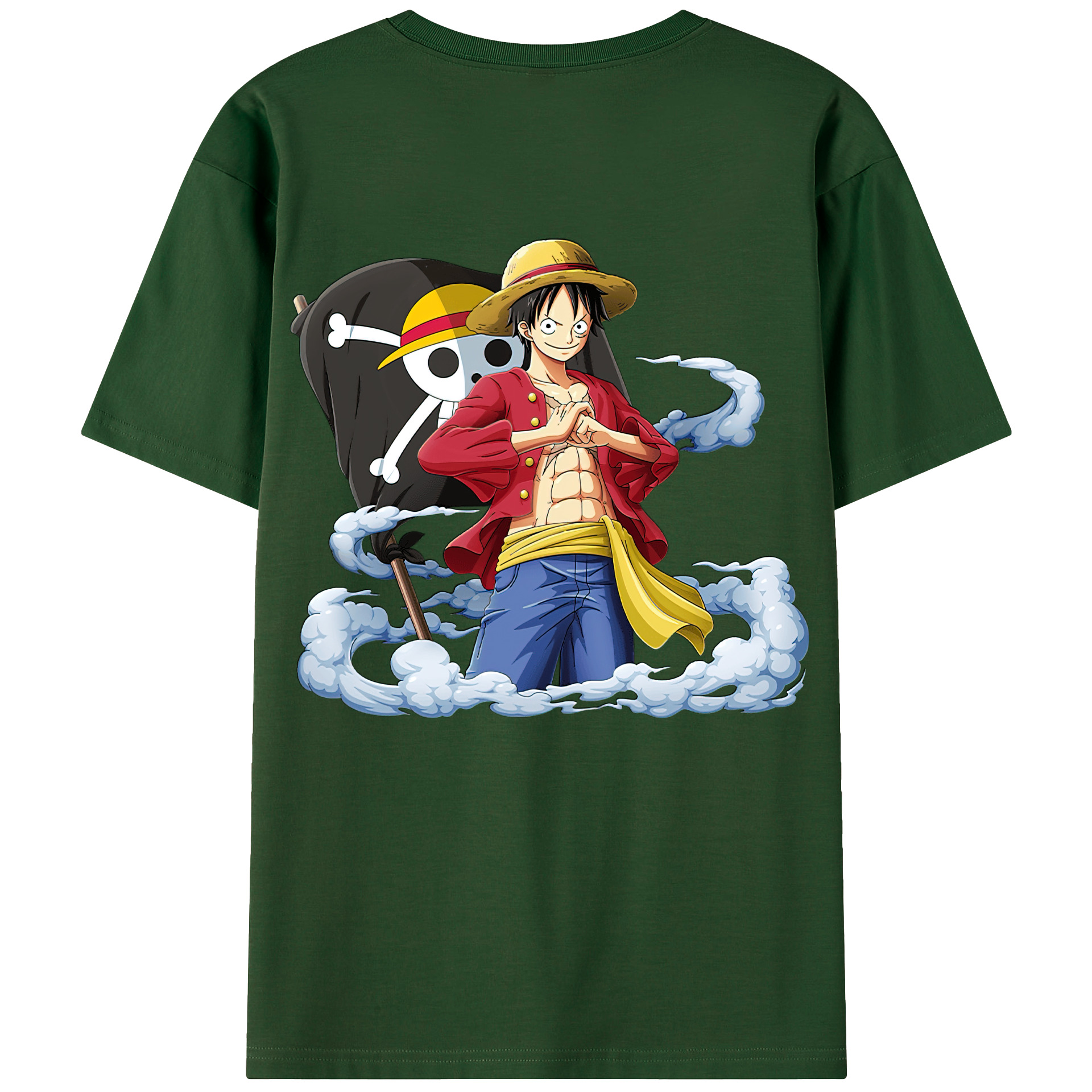 ワンピース モンキー・D・ルフィ ONE PIECE Monkey D. Luffy 綿100％半袖Tシャツ（背面プリント）